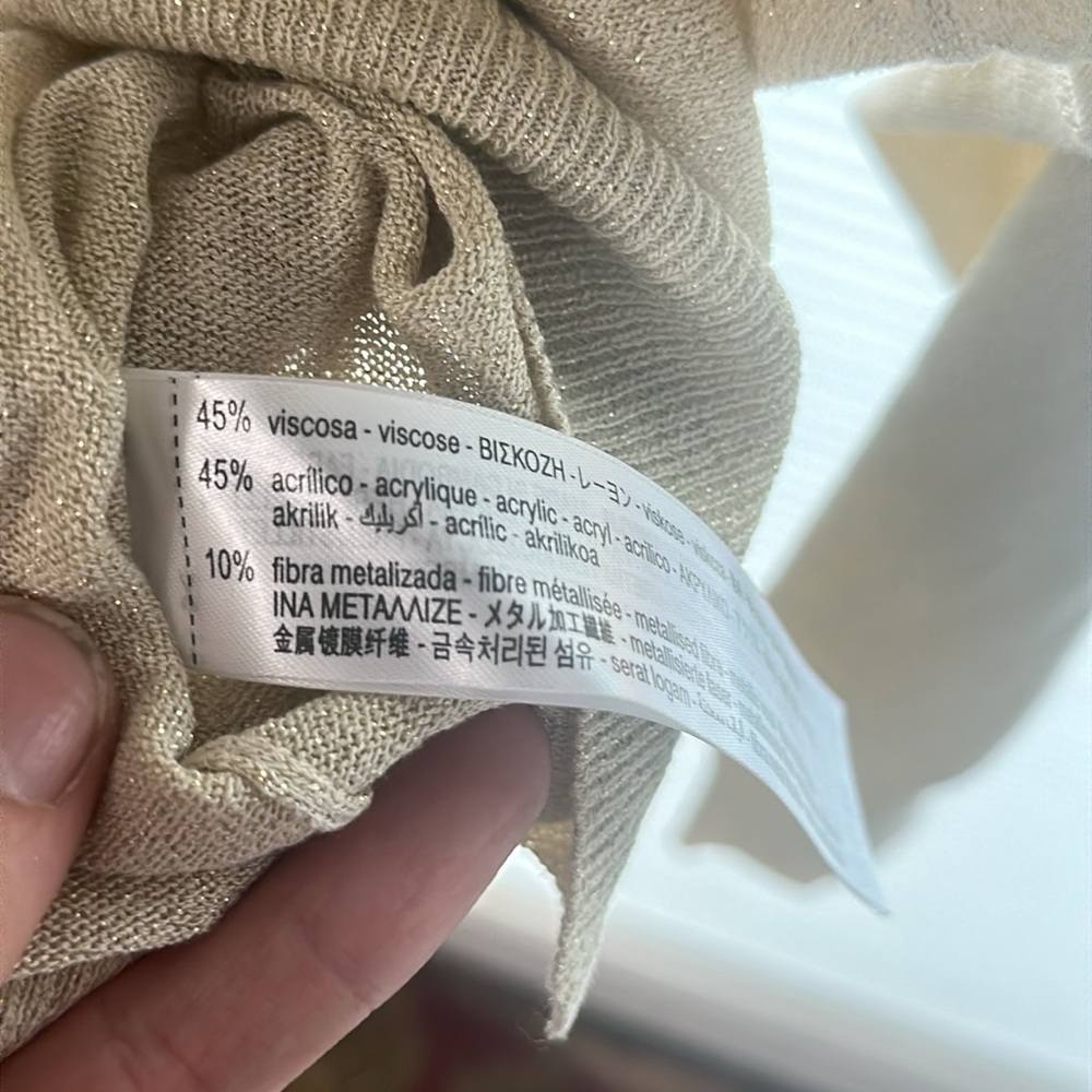 NWOT. Woman’s Zara cream colored sparkling thin knit crewneck sweater. Size M. - Picture 6 of 6